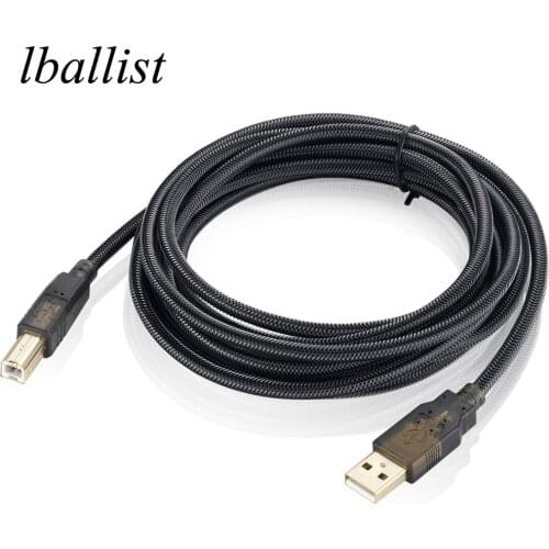 Lballist Nylon Braided USB 2.0 Printer Cable Type A to Type B Foil Braided Shielded Gold Plated 1.8m 3m 4.5m 7.5m 10m 15m