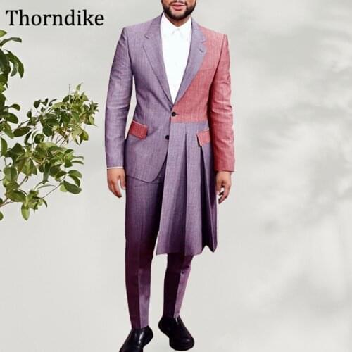 Thorndike Notched Lapel Men Suits for Wedding Prom Custom Made Slim Groom Tuxedo 2020 Male Fashion Clothes Set Jacket With Pants