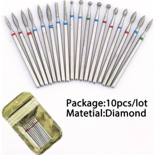 10pcs Diamond Milling Cutter Nail Drill Bits Set For Manicure Accessory Pedicure Eletric Machine Nail Bit Brush Burr Tools