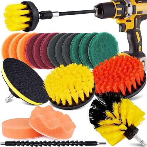 Drill Brush Attachment Set Power Scrubber Brushes For Car Polisher Bathroom Detailing Wash Cleaning Kit Kitchen Cleaning Tools