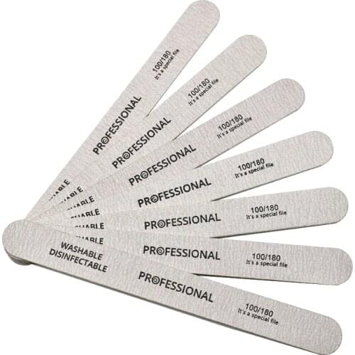 10pcs Nail File 100/180 Wooden Nail Buffer Professional Sandpaper Nail Gel Polish Files Strong Thick Grey Sanding Manicure Tools