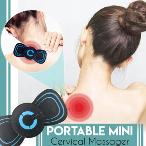 Portable 6 Modes Electric Cervical Spine Mini Massage Patch Vibration Muscle Relaxation Shoulder Neck Massager Rechargeable