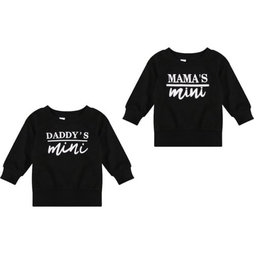 Wallarenear 0-3Years Toddler Baby Boy Girl Casual Swearshirts Long Sleeve Letter Mamas Mini Daddys Mini Printed Top 2Styles
