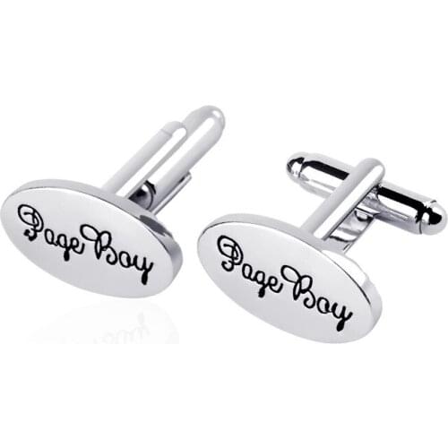 Silver Engraved Letters Elegant Page Boy Cufflinks Pattern Fashion Wedding French Sleeve Nail Men Jewelry Gift For Boy Friends