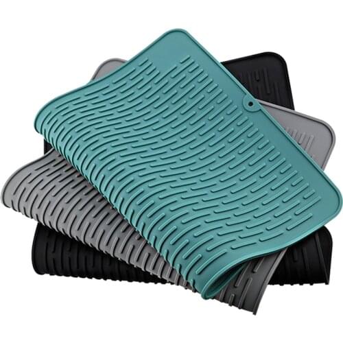 Silicone Drying Mat Foldable Non-Slip Placemat Tableware Silicone Drain Pad Insulation Pot Mat Kitchen Accessories Tool Drain
