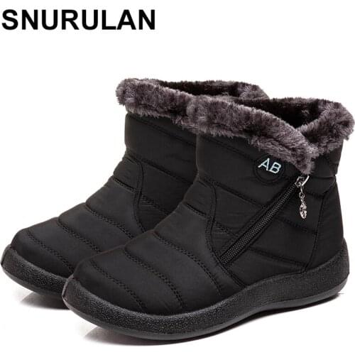 SNURULAN Large size womens shoes; platform zipper shoes; womens waterproof warm winter ankle boots; fashionable womens shoes