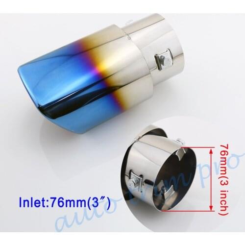 Stainless Steel 76 mm 3" inch Inlet Universal Car Rear Muffler Exhaust Tail Pipe End Tip Trim - Fit 2"-2.7" Diameter Pipe