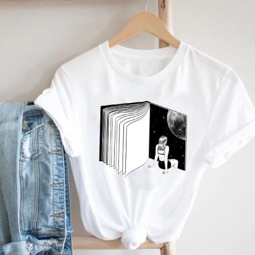 Women Casual Cartoon Space Funny Aesthetic Ladies Kawaii 90s Fashion Clothes Print Tshirt Female Tee Top Graphic T-shirt