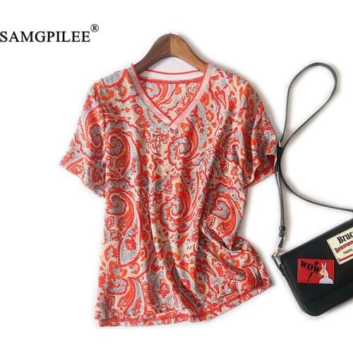 Women T-shirt 2020 Office Lady Chiffon Plus Size Women Tshirts Short Sleeve Print O-neck Tshirt Oversize Women Summer T-shirts