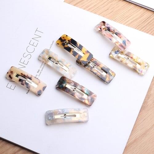 Women Vintage Hair Accessories Beautiful Colorful Hair Clip Geometric Rectangle Shape Hairpin Clips Hair Styling Accessories