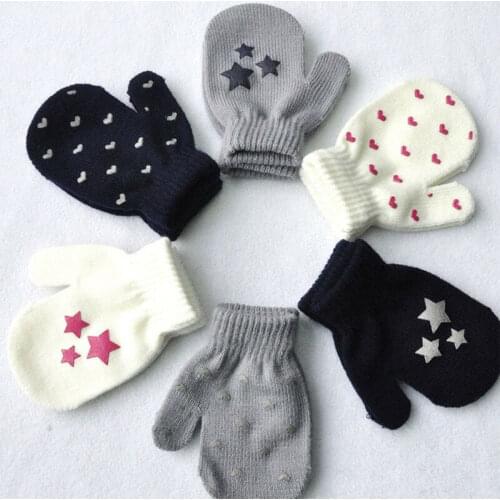 Unisex Baby Toddler Girl Boy Magic Knitted Gloves 1Pair Winter Warm Stretch Soft Children Star Love Heart Cotton Accessories
