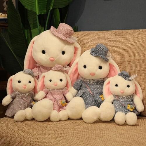 1pc 35/55/75cm Lovely Dressed Rabbit Plush Toys Kawaii Dolls Stuffed Soft Animal Rabbit Dolls for Baby Girls Birthday Gifts