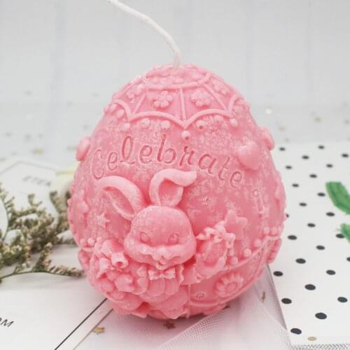 1PCs Easter Egg Rabbit Pattern Candle Mold Aroma Plaster Crafts Mould Chocolate Candy DIY Decorating Candle Clay Craft 2021 New