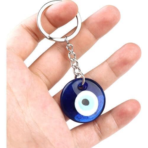 1Pcs Blue Pendent Keychain Charm DIY Key Chains Gift Fashion Lucky Turkish Greek Pendant Keyring Key Holder