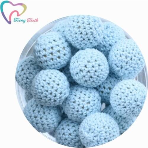 10 PCS Aqua Color Accessories 16-20 MM Crochet Wooden Round Beads DIY Nursing Jewelry Organic Teething Teether Crochet Beads
