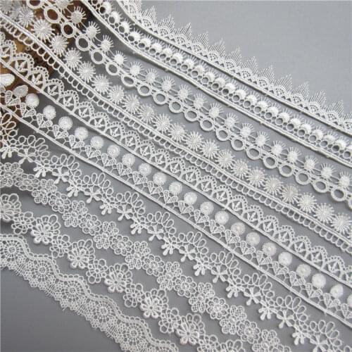 3yard Vintage Soluble Polyester White Flower Embroidered Lace Trim Ribbon Fabric Handmade DIY Garment Wedding Dress Sewing Craft