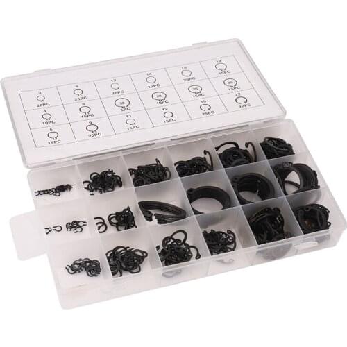 300 Piece C-Clips External Snap Ring Black Washer Hardware Cir Clip Retaining Ring Set For Industrial Fasteners 18 Sizes