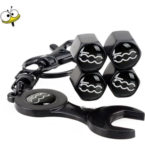 Car Styling Car Wheel Tire Valve Stem Caps Keychain 500 Logo For FIAT ABarth 500 500L 500C Punto Bravo Stilo Siena Linea Panda