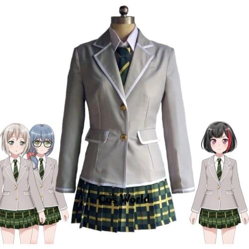 BanG Dream! Mitake Ran Asahi Rokka Aoba Moca Winter School Uniform Outfit Anime Customize Cosplay Costumes