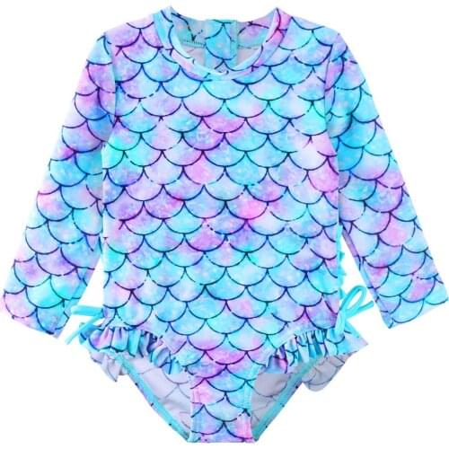 BAOHULU 2020 New Baby Swimsuit Girls One Piece Swimwear Fish Scale Ruffle UPF50+ Beachwear for Toddler Infant Bathing Suit Kids