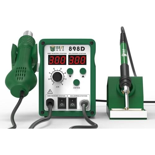 BST-898D Lead-Free Spiral Heat Gun 2 In 1 Can Adjusted Dual Display Desoldering Station Soldering Iron For PCB SMT SMD Rework