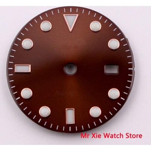 28.5mm no logo luminous date window Red Watch Dial fit ETA 2824 2836 MIYOTA 8215 821A Mingzhu DG2813 Automatic Movement