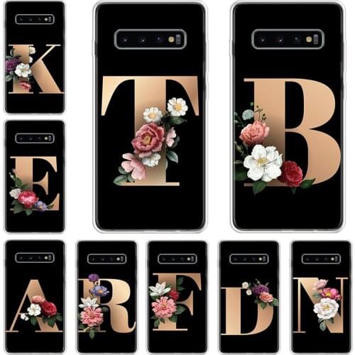 Flower 26 English Name Letters Phone Case For Samsung Galaxy A71 A70 A51 A50 A41 A40 A30 A21 A10 A01 A90 A20S A20E A10S M30S A6