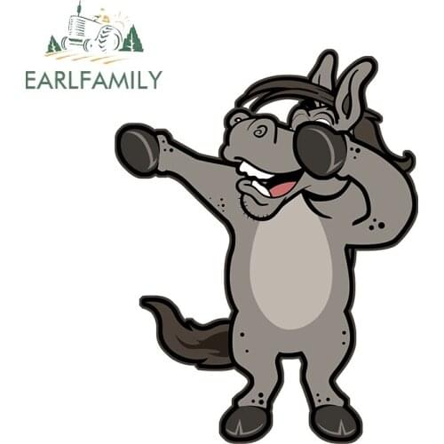 EARLFAMILY 13cm x 9.9cm For Dabbing Donkey Car Stickers Cartoon Decal Car Door Protector Sunscreen Vinyl Material Decoration