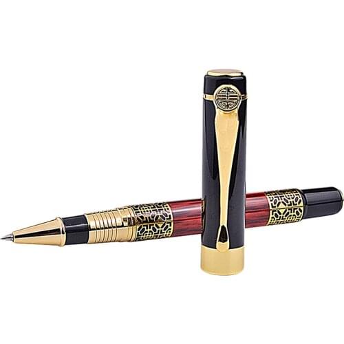 Chinese Classical Roller Ball Pen Elegant Golden Metal Ballpoint Pen for Office Business Signature School Student Gift