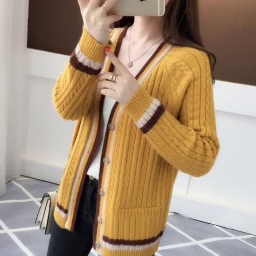 Korean Casual Warm Knitted Cardigan Women 2021 Spring Autumn New Long Sleeve Knitwear Female Red Sweater Tops Jersey Mujer M809