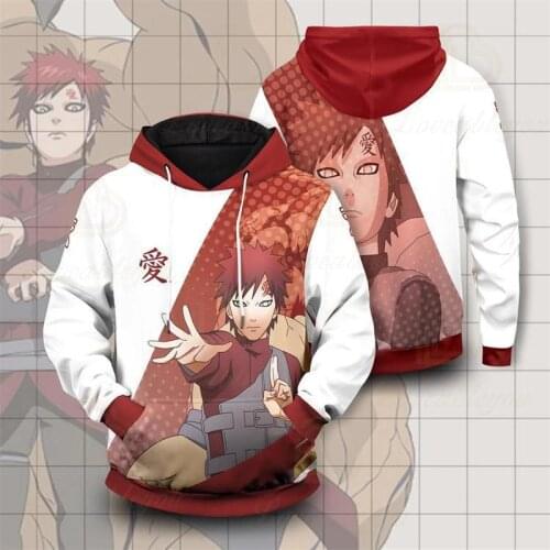 Cartoon Naruto Gaara 3D Print Jacket Men/Women Hiphop Hoodies Long Sleeves Casual Anime Sweatshirt Japanese Streetwear Dropship