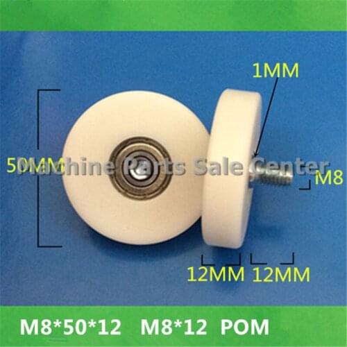M8*50*12mm M8*12 DR50mm F type idler pulley POM screw thread bearing pulley screw drawer bearing pulley wheel Good Quality