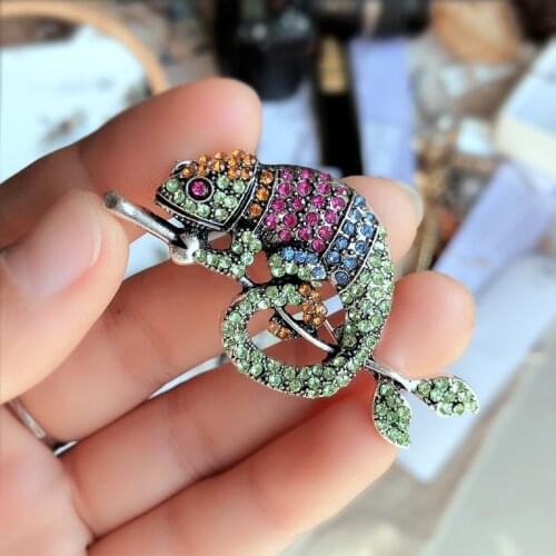 Cute Rhinestone Chameleon Brooch High Grade Animal Pin Clothing Accessories Jewelry Brooches Good Gift