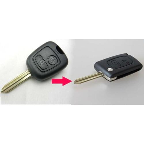 2 Buttons Modified Flip Remote Key Shell Case Cover For Peugeot 107 207 307 407 With SX9 Blade