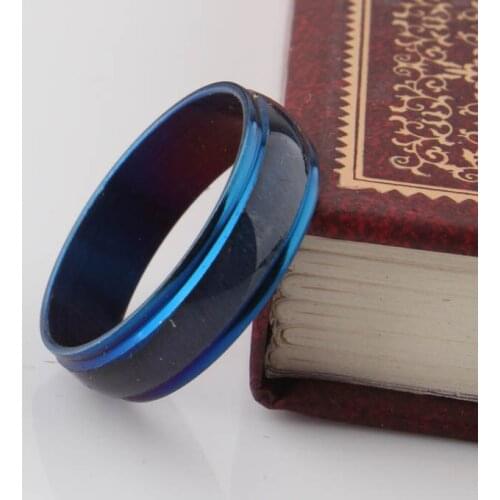 Fashion Jewelry 316L Stainless Steel Blue Ring Titanium Oil Drip Ring Can not change color 6mm