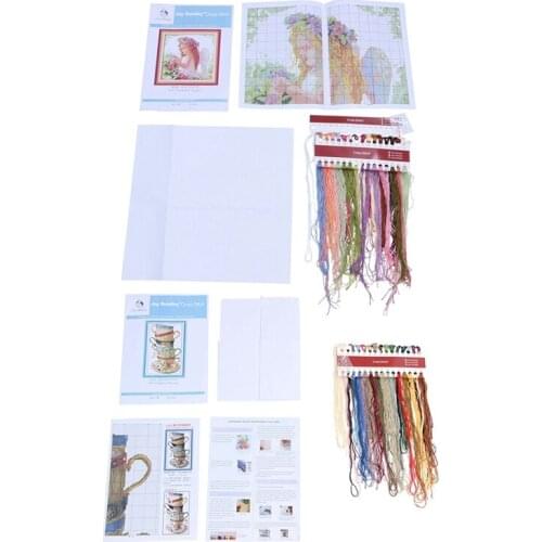 2 Set DIY Handmade Needlework Cross Stitch Set Embroidery Kit 14CT Cross-Stitching Home Decoration, 35x35cm & 28x42cm