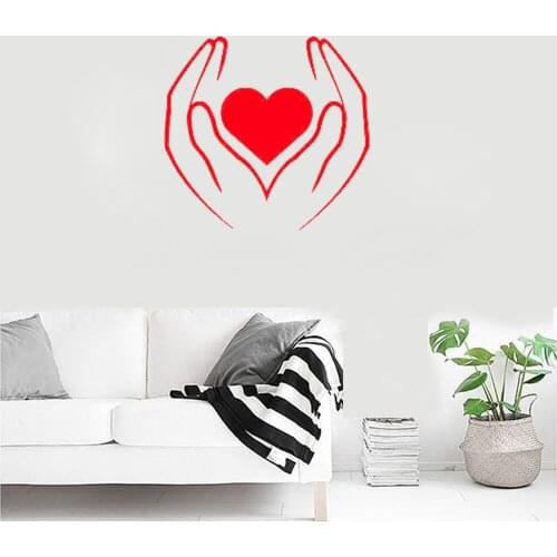 Heart Love Hands Wall Sticker Bedroom Romantic Decals Interior Design Decor Vinyl Pattern Removable Decal Custom Colors LC050