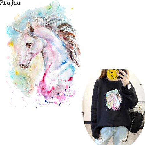 Prajna Unicorn Patch Badge Heat Transfer Stickers Patches For Clothing And Bag Applique Iron on Transfers For Shirt Coat