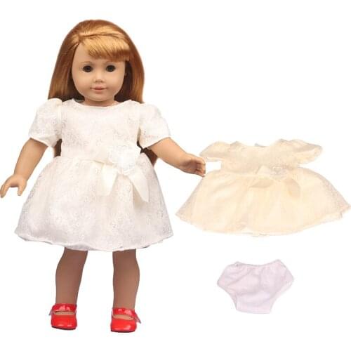 2021 New Pattern Clothes White Lace Princess Dress Suit Fit 18 Inch American&43cm Baby New Born Doll Clothes Accessories