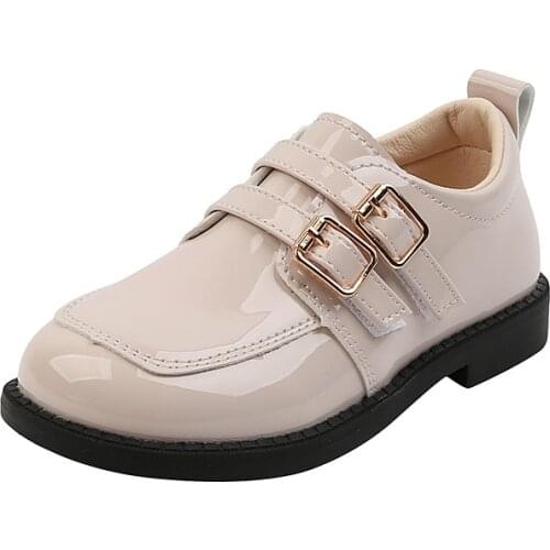 CUZULLAA Children Spring Fashion Patent Leather Shoes Kids Girls Boys Solid Color Hook & Loop Casual Shoes Size 26-36