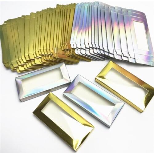 Wholesale 2020 New holographic lashes box 20/50/100/200 pcs soft paper eyelashes packaging for false eyelashes make up glitter
