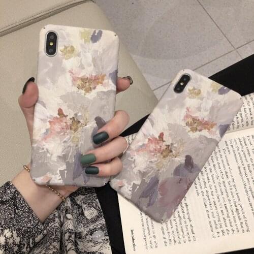 Simple Oil Painting Flowers Phone Case for iPhone 11 12pro 12mini Soft Silicone Shell for iPhone 7 8 XR XS 7/8Plus Phone Cover