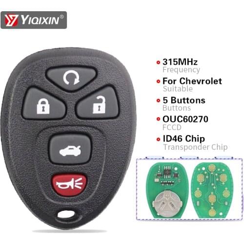 YIQIXIN Remote Car Entry Keyless Key Fob For Chevrolet Impala Buick Lucerne Cadilac DTS Control FCC ID OUC60270/KOBGT04A 315MHz