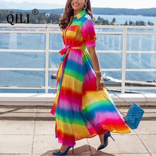 Модные платья-рубашки Qili China At AliExpress