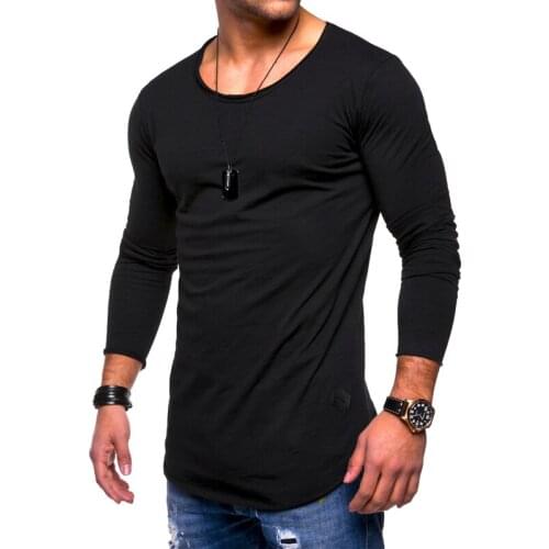 QNPQYX Autumn Fashion Mens Long-sleeved T-shirt Round Neck Casual Mens Solid Color Cotton T-shirt Hip Hop Streetwear T Shirts