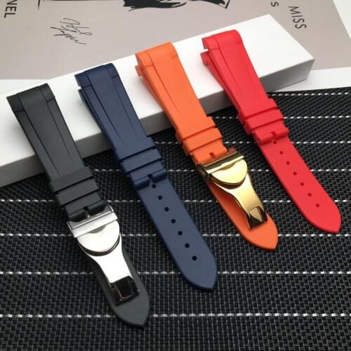 22mm Waterproof Silicone Rubber Replacement Wrist Watch Band Silver Gold Butterfly buckle For Tudor strap tools