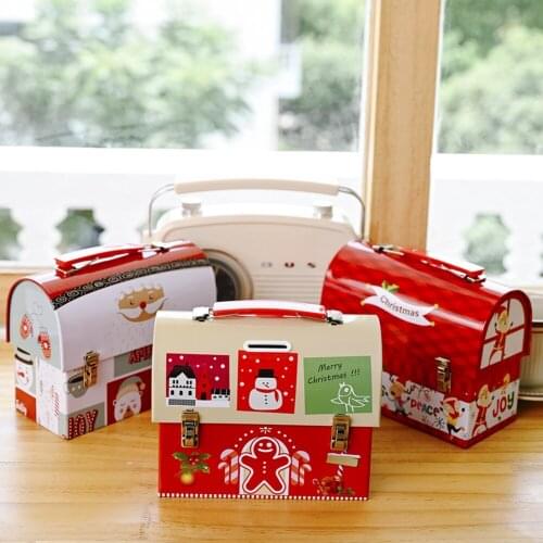 Christmas Decor Children Gifts Cartoon Candy Box Tinplate Savings Cookie Gift Storage Container Party Decoration Dropship