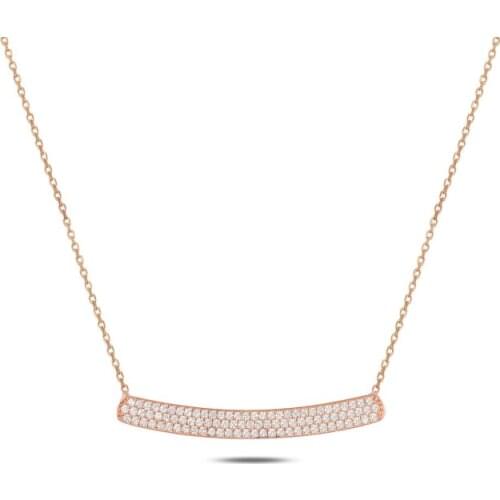 Silver 925 Sterling Zircon Stone Stick Necklace