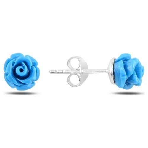 Silver 925 Sterling Rose Figured Earrings