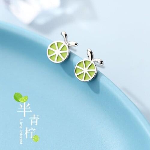 YC4312E S925 Silver Fashion Creative Sweet Fruit Lime Ear Stud GIRLS Gift Party Banquet WOMENS Jewelry Earrings 2021